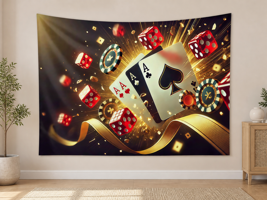 Black Gold Casino Party Backdrop indoor application scene