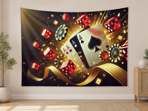 Black Gold Casino Party Backdrop indoor application scene
