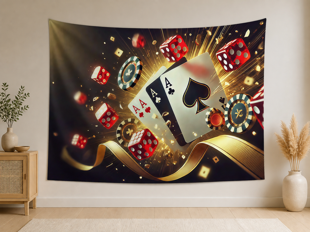 Black Gold Casino Party Backdrop indoor application scene