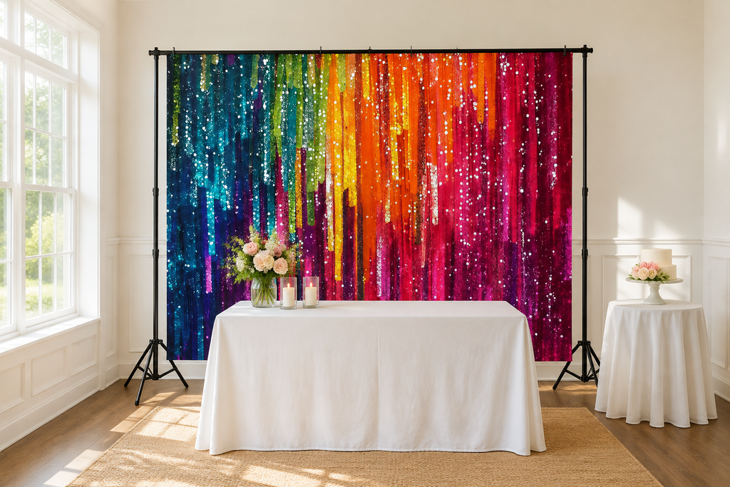 Rainbow Sequin Drip Backdrop lifestyle scene 1
