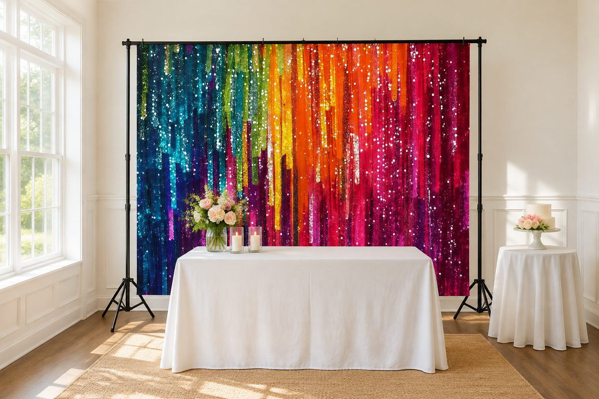 Rainbow Sequin Drip Backdrop lifestyle scene 1