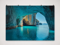 Turquoise Sea Cave and Ocean View Printed Backdrop — complete flat printed design; accessories not included