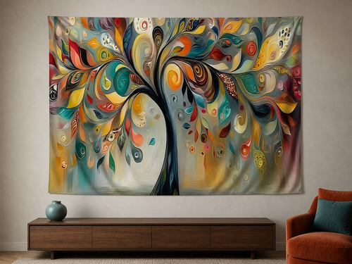Abstract Tree of Life Art Backdrop modern living room