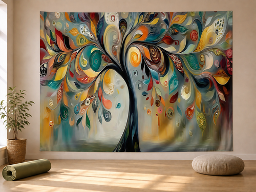 Abstract Tree of Life Art Backdrop yoga studio