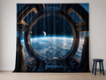 Spaceship porthole Earth flexible fabric photography backdrop scene