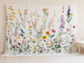 White multicolor wildflower photography backdrop in bridal studio