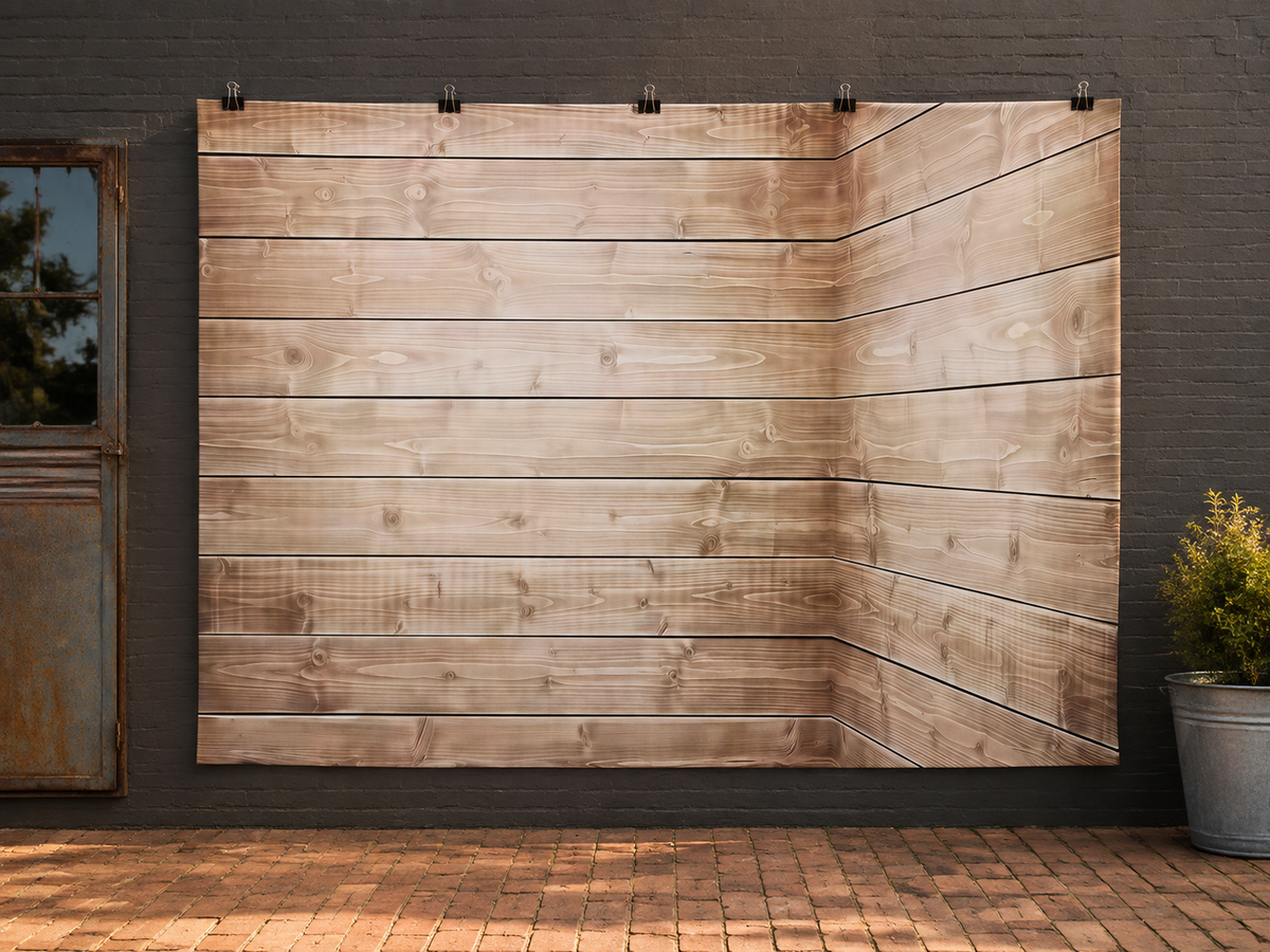 FJ260201076 flat printed polyester backdrop, temporary outdoor wall display; accessories not included