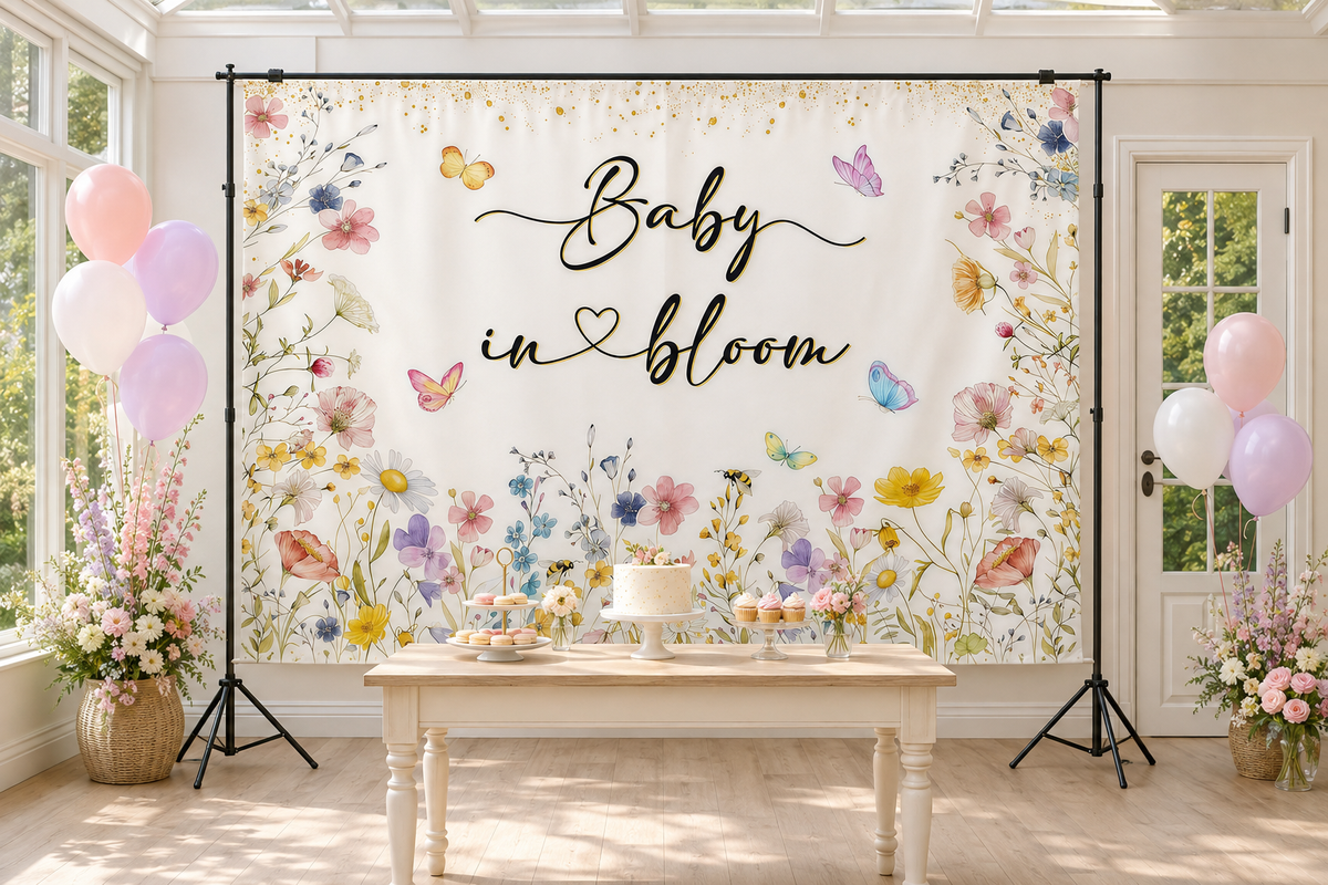 Baby in Bloom Wildflower Backdrop lifestyle scene 1