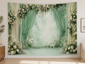 Sage Green Floral Wedding Backdrop indoor application scene
