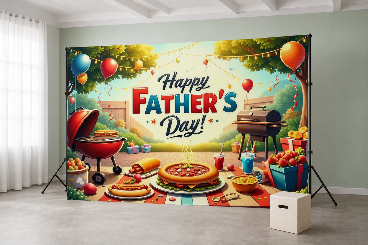 Father's Day Backyard Barbecue Backdrop scene 2