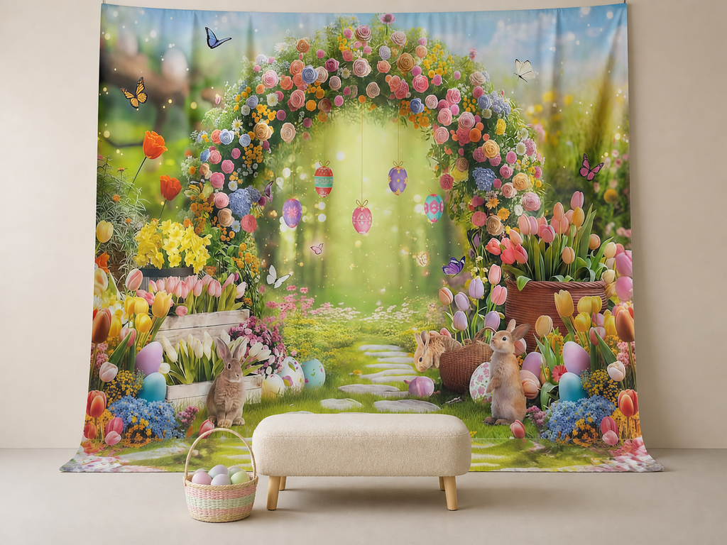 Easter floral arch garden polyester photography backdrop scene 1