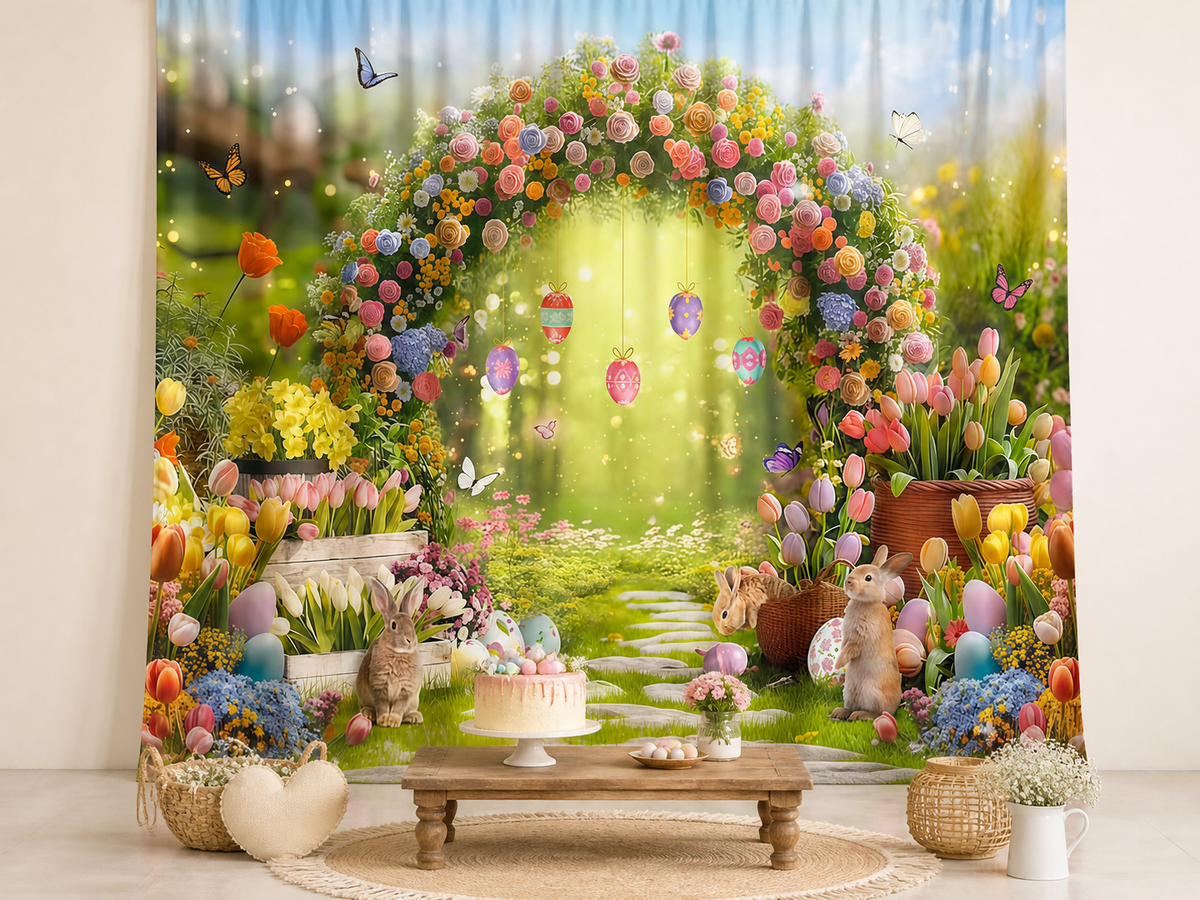 Easter floral arch garden polyester photography backdrop scene 2