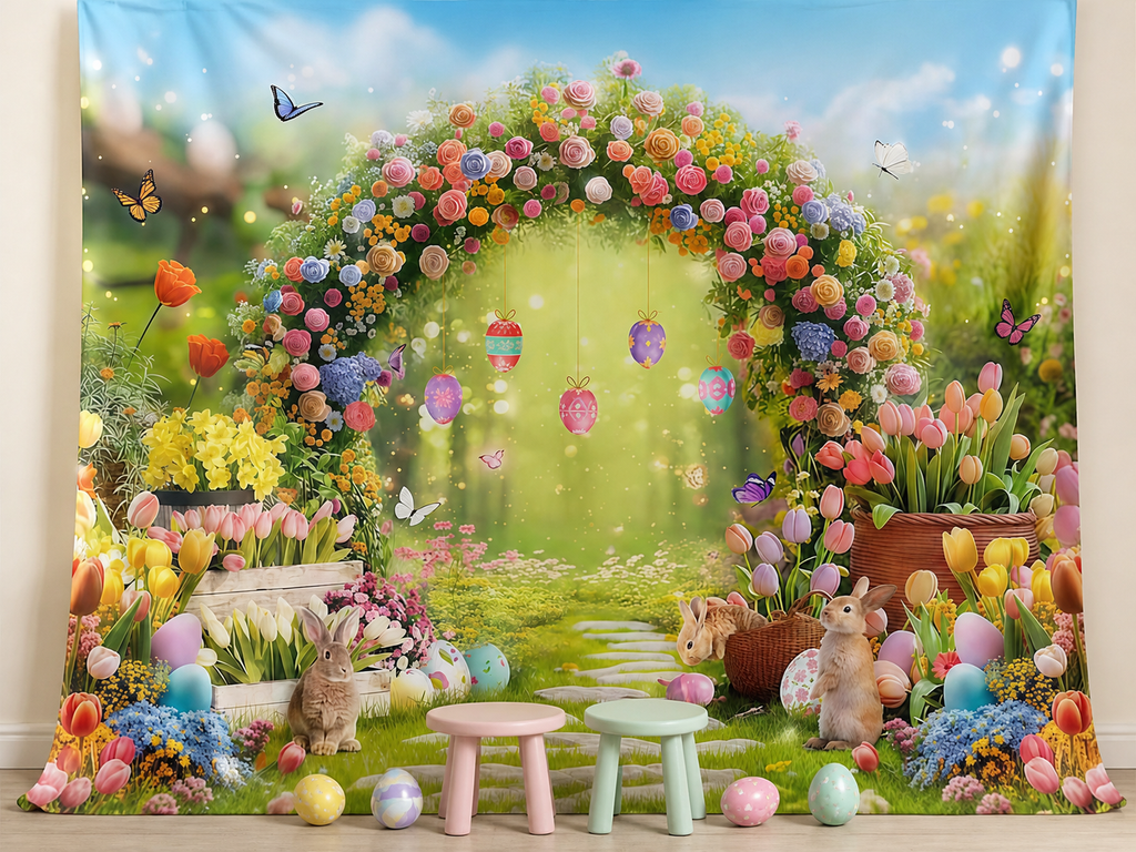 Easter floral arch garden polyester photography backdrop scene 3