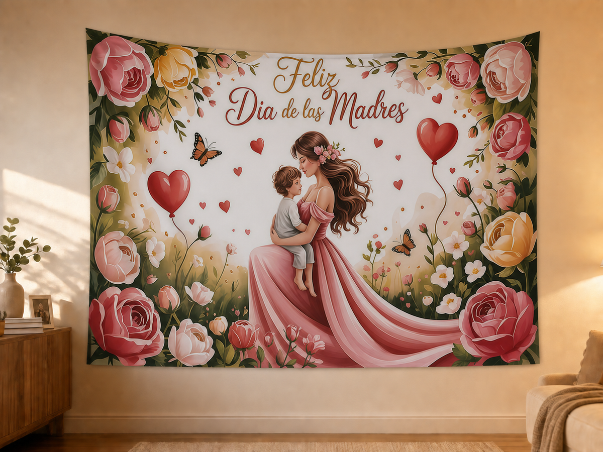 Spanish Floral Mother's Day Backdrop styled scene 2