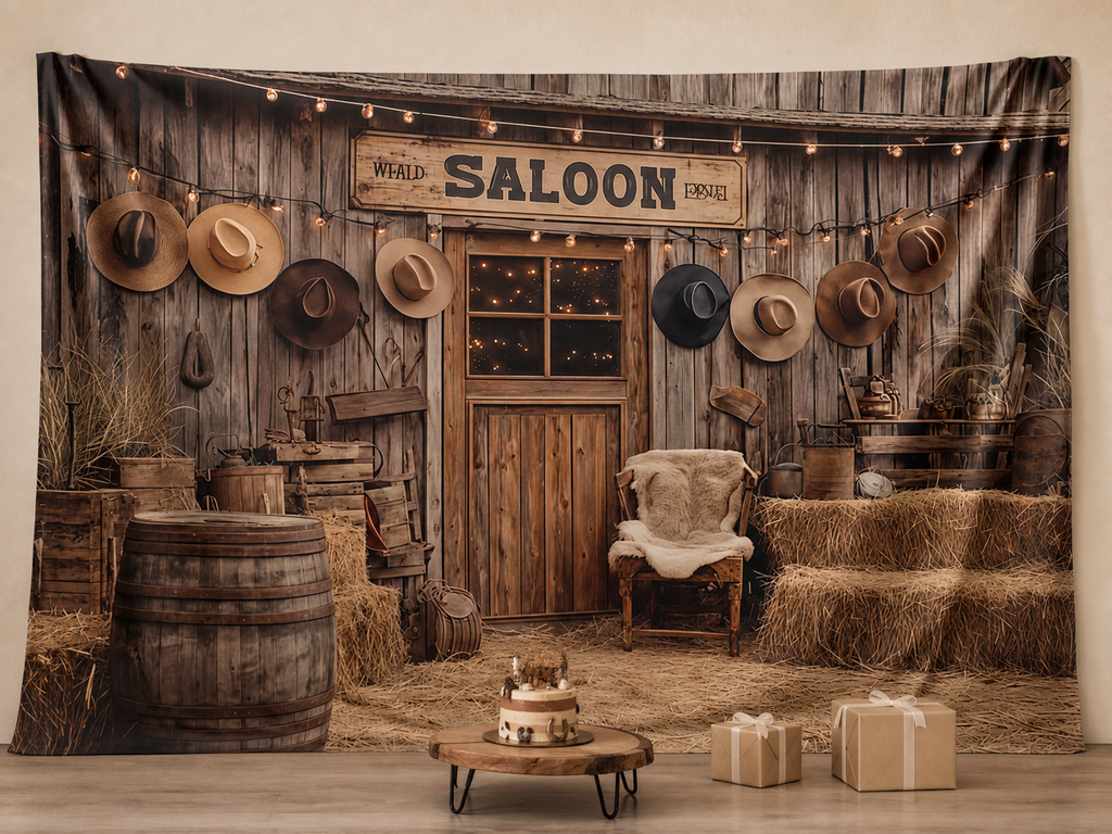 Western Saloon Cowboy Backdrop party display