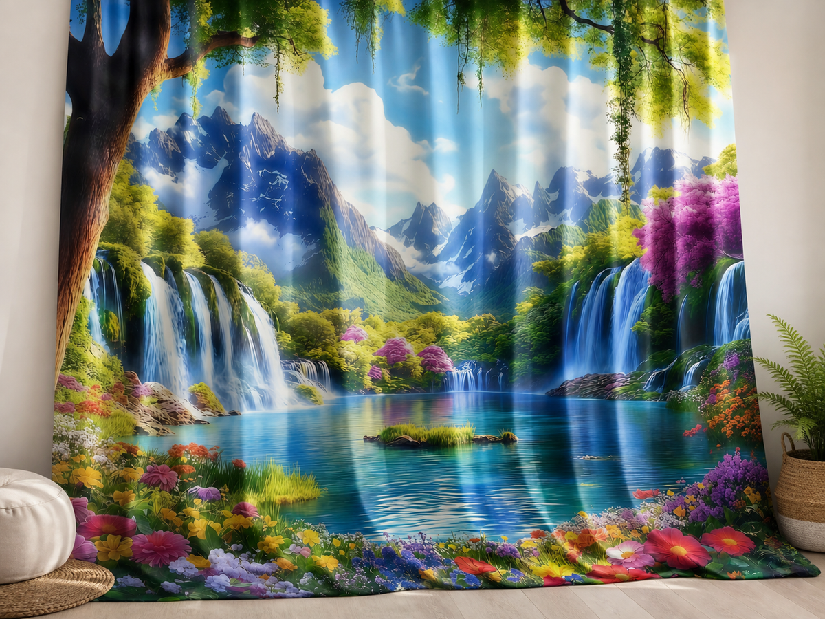 Fantasy waterfall garden fabric photography backdrop scene 1