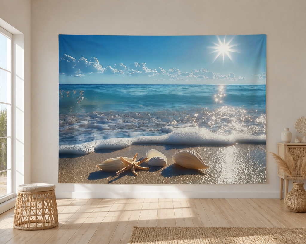 Beach Seashell and Starfish Backdrop scene 1