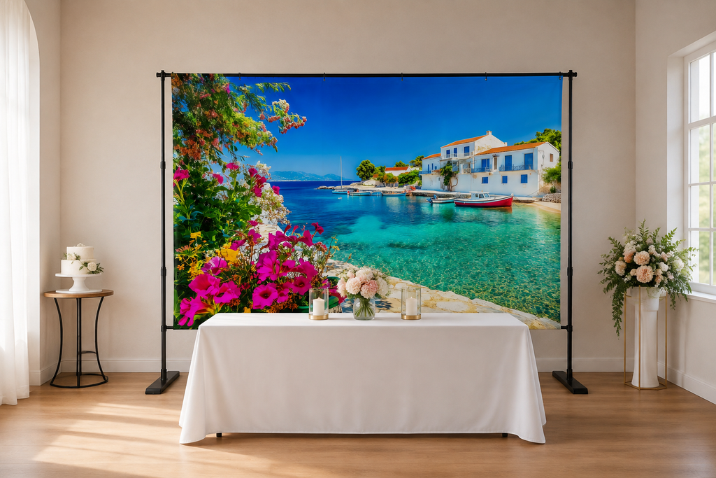 Greek Island Harbor Backdrop lifestyle scene 1