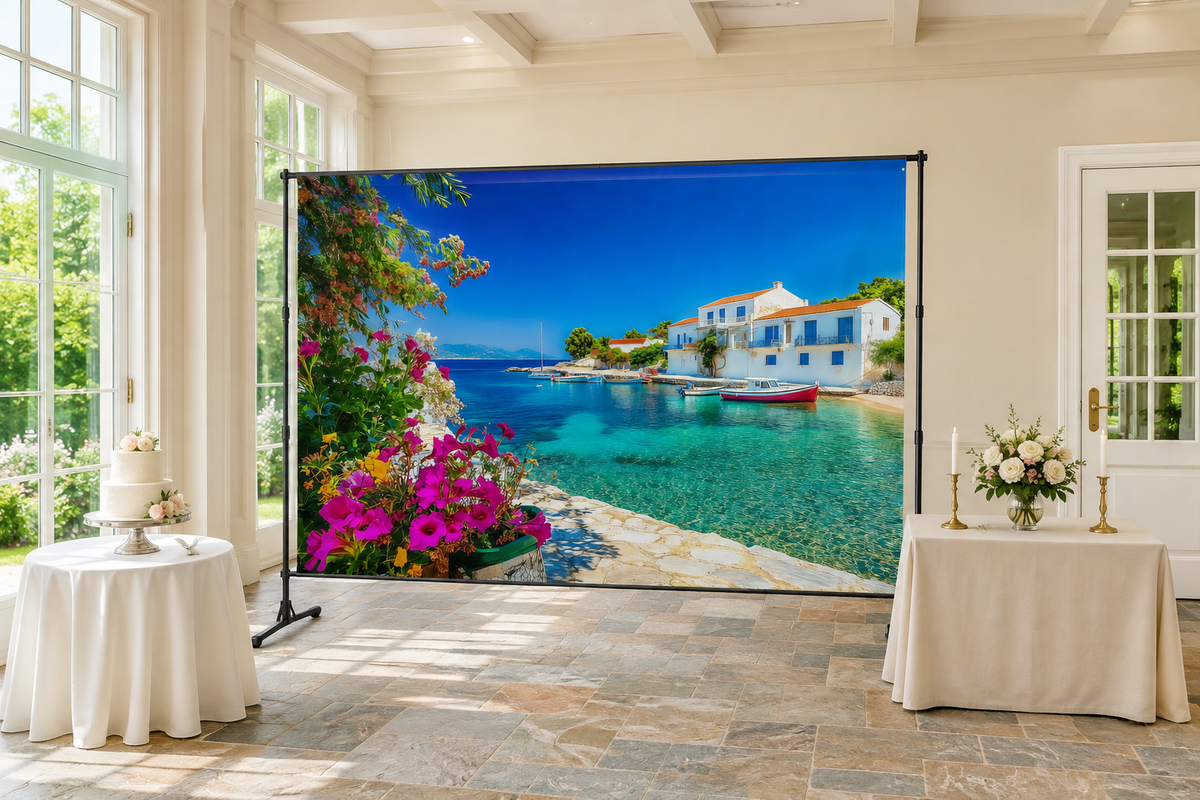 Greek Island Harbor Backdrop lifestyle scene 2