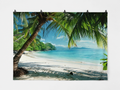 Tropical Beach and Palm Fronds Printed Backdrop — complete flat printed design; accessories not included