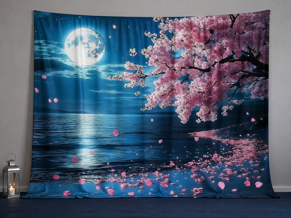 Cherry blossom moon fabric photography backdrop scene 2