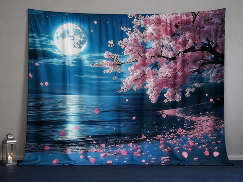 Cherry blossom moon fabric photography backdrop scene 2