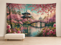 Japanese cherry blossom garden photography backdrop scene 1
