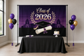 Purple Class of 2026 Graduation Backdrop in event studio