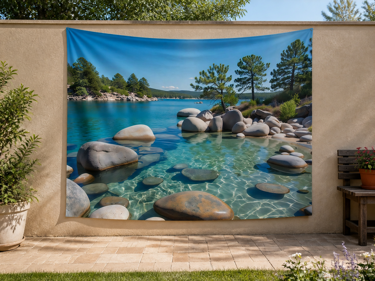 Mountain Lake Forest Reflection Backdrop garden application scene