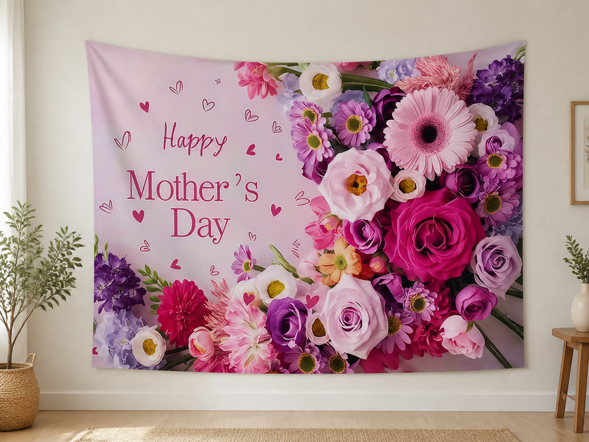 Pink Floral Mother's Day Backdrop indoor application scene