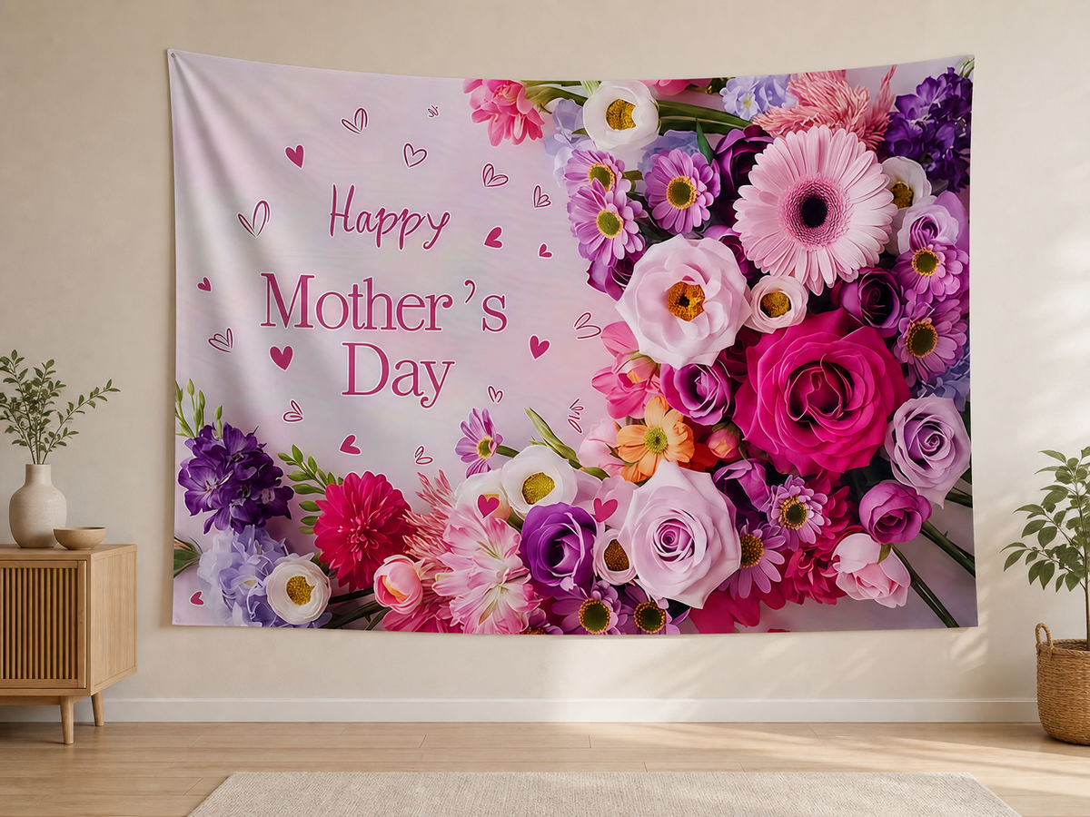 Pink Floral Mother's Day Backdrop indoor application scene