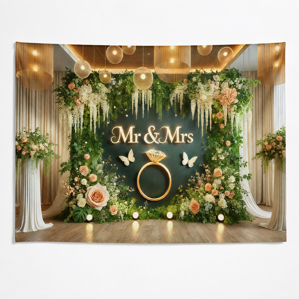 FJ260328012 printed polyester backdrop, complete flat printed design; accessories not included