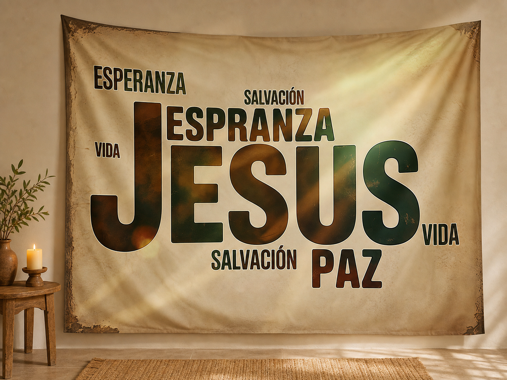 Spanish Jesus hope salvation prayer room backdrop