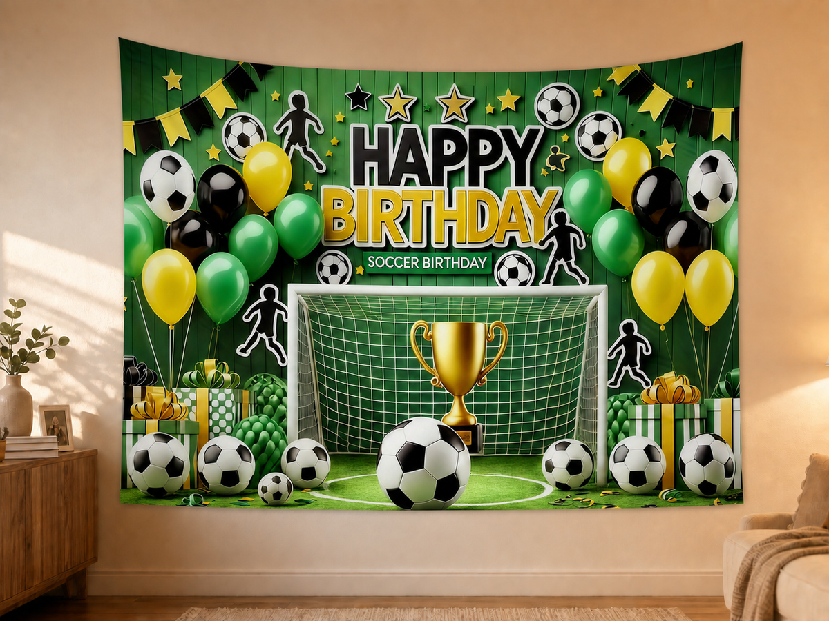 Soccer Happy Birthday Backdrop styled scene 2