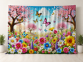 Spring flower meadow fabric photography backdrop scene 1