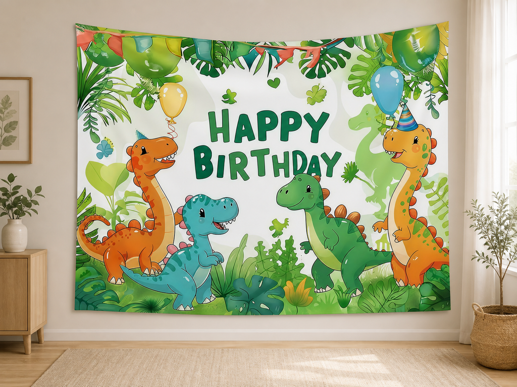 Dinosaur Happy Birthday Backdrop indoor application scene