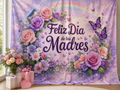 Feliz Dia de las Madres floral fabric photography backdrop scene 1