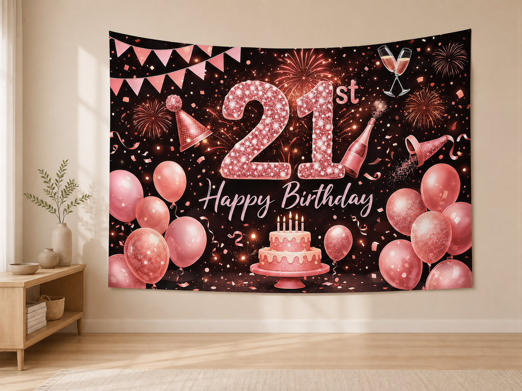 Rose Gold 21st Birthday Backdrop application scene 2
