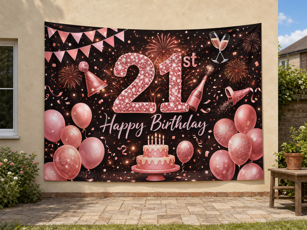 Rose Gold 21st Birthday Backdrop application scene 3