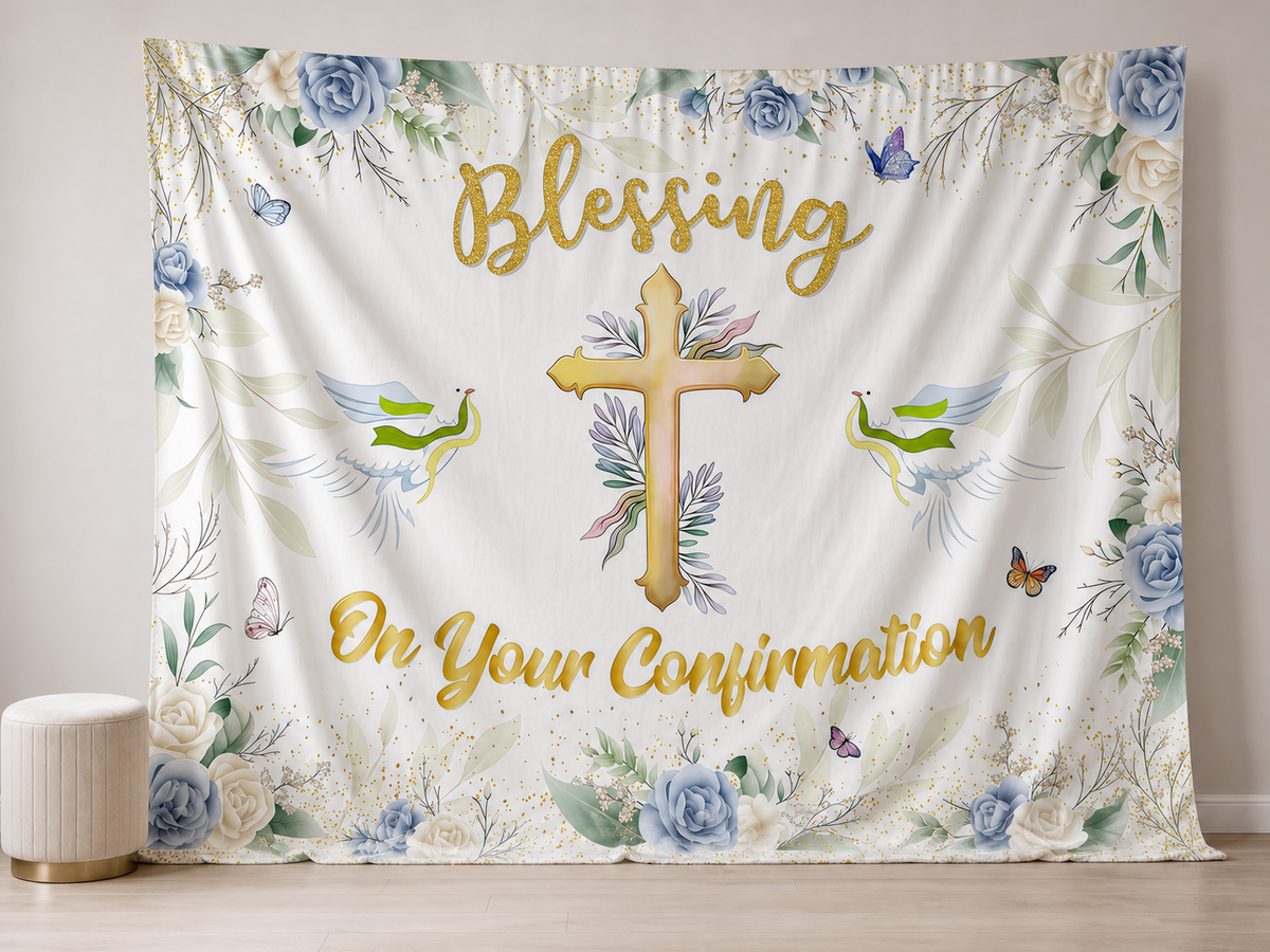Religious confirmation photography backdrop scene