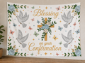 Floral Confirmation Blessing Backdrop displayed on a lightweight polyester backdrop