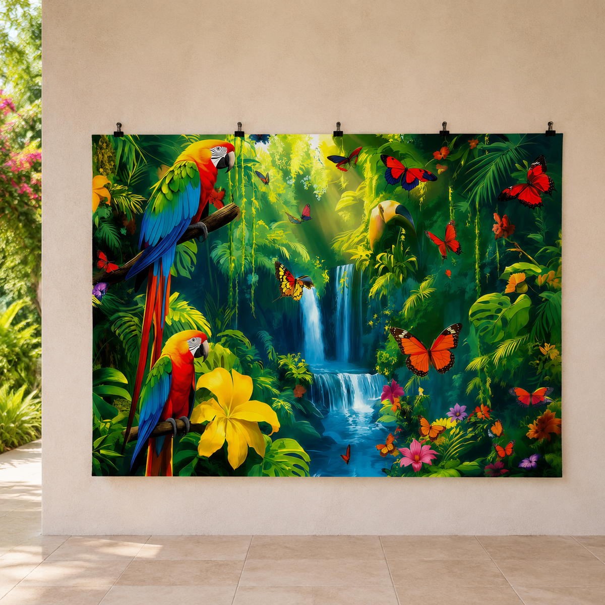FJ260422007 flat printed polyester backdrop, temporary outdoor wall display; accessories not included