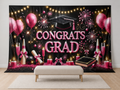 Congrats Grad pink fabric backdrop for graduation portraits