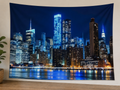 Blue City Night Skyline Backdrop styled scene 1