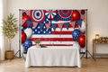 Red White Blue Independence Day Backdrop in event studio