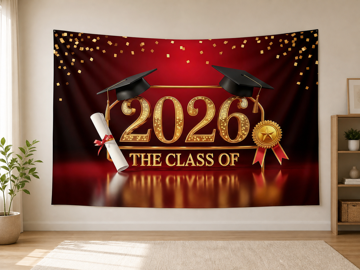 Red Gold Class of 2026 Backdrop application scene 1