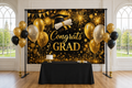 Black Gold Congrats Grad Backdrop in event studio