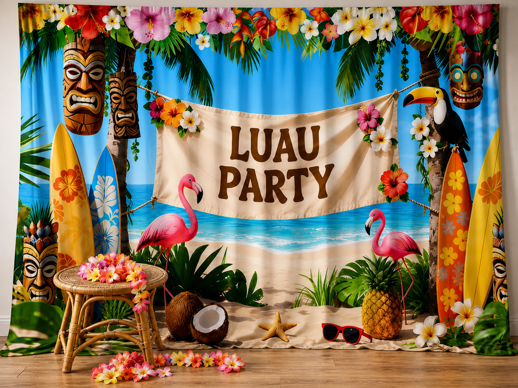 Luau Party tropical fabric photography backdrop scene 2