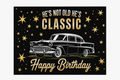 Classic car birthday flat printed polyester backdrop, complete design