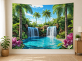 Tropical Palm Waterfall Backdrop application scene 1